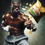 Guy punching bag of chips