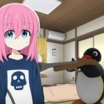 Hitori and Pingu | image tagged in sad hitori | made w/ Imgflip meme maker