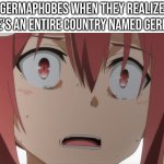 They always exist, Germaphobes. Always. | Germaphobes when they realize there's an entire country named Germany: | image tagged in germaphobes,germany | made w/ Imgflip meme maker