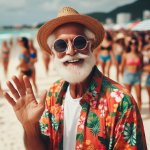 Older man on the beach