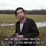 we don't want reposted memes on the fun stream, we just want high quality, FUN memes | ME WONDERING WHERE ALL THE GOOD MEMES WENT | image tagged in gifs,memes | made w/ Imgflip video-to-gif maker