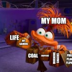 Go for class and buy me simplicity | MY MOM; LIFE; MY GAMING; COAL; PROJECT PLANS IN FLIPACLIP; MORNING SNACKS; SNAPCHAT; ME | image tagged in anxiety,inside out,asthma | made w/ Imgflip meme maker