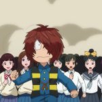 Kitaro running from the girls