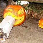 Pumpkin smoking a blunt