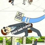 Regular Show | BUBSY IN: THE PURRFECT COLLECTION; VIDEO GAME PLAYERS | image tagged in regular show | made w/ Imgflip meme maker