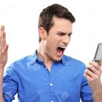 Man shouting at his phone