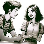 un muchacho hablando con una chica