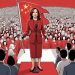 Kamala Harris Holding a Chinese flag