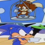 AoSth Sonic being angry while looking at a Tails photo template