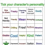 Character/OCs personality Bingo meme