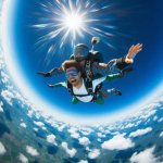 Two people parachuting