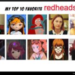 top 10 favorite redheads | image tagged in top 10 favorite redheads,gingers,anime,videogames,comics/cartoons,movies | made w/ Imgflip meme maker