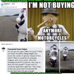 Funny | TWIDDLE DEE AND TWIDDLE DUMBASS ENGINEERING TWINS CAME OUT WITH ANOTHER ONE LAZY WEIRD CREATION; THEY MESSED UP ENGINEERING IN CARS ALREADY SO NOW THEY ARE GOING AFTER THE MOTORCYCLE WORLD?? | image tagged in funny,motorcycles,cars,trucks,engineering,design | made w/ Imgflip meme maker