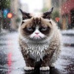 Grumpy cat rain full body