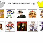 top 10 favorite fictional kings | image tagged in 10 favorite fictional kings,kings,anime,video games,youtube,top 10 | made w/ Imgflip meme maker