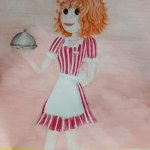 Cute retro waitress cartoon drawing | image tagged in drawing,art,cartoons,waitress,restaurant,fast food | made w/ Imgflip meme maker