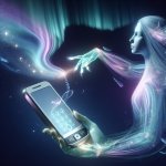 A magical spirit dials a cellphone