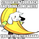 banana asriel | STRAIGHTEN YOUR BACK AND DRINK SOME WATER; YOU DEHYDRATED BANANA | image tagged in banana asriel | made w/ Imgflip meme maker