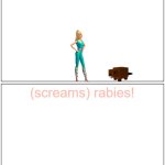 barbie vs the rabid beaver | number two: rabid beaver; (screams) rabies! | image tagged in memes,blank comic panel 1x2,rabies,beavers,pwned | made w/ Imgflip meme maker