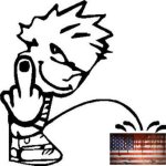 Calvin Peeing on (((AmeriKKKa))) The Great Satan's Flag