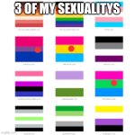 lgbtq flags | 3 OF MY SEXUALITYS | image tagged in lgbtq flags,sh | made w/ Imgflip meme maker