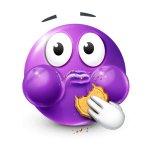 Purple guy snacking