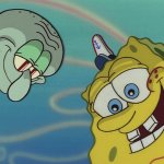 Spongebob and Squidward looking down meme