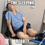 sleeping | THE SLEEPING; BEAUTY | image tagged in sleeping | made w/ Imgflip meme maker