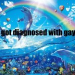 Happy dolphin rainbow | i got diagnosed with gay | image tagged in happy dolphin rainbow | made w/ Imgflip meme maker