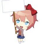 Sayori Holding a Sign