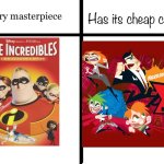 Animated super family's | image tagged in every masterpiece has its cheap copy,the incredibles,disney,nickelodeon,the x's | made w/ Imgflip meme maker