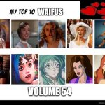 top 10 waifus volume 54 | WAIFUS; VOLUME 54 | image tagged in top 10 waifus volume 6,waifu,live action,comics/cartoons,gi joe,jinx | made w/ Imgflip meme maker