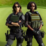 female Secret Service officers guard putting green