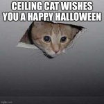 Ceiling Cat | CEILING CAT WISHES YOU A HAPPY HALLOWEEN | image tagged in memes,ceiling cat | made w/ Imgflip meme maker