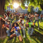 Epic nerf battle in park