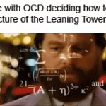 Obsesive compulsive, Feel my mental overdosin' | People with OCD deciding how to hang their picture of the Leaning Tower of Pisa | image tagged in gifs,ocd,obsessive-compulsive,memes,funny | made w/ Imgflip video-to-gif maker