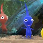 Blue Pikmin and Yellow Pikmin Laughing at Red Pikmin