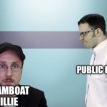 Steamboat Willie know this day would happen | PUBLIC DOMAIN; STEAMBOAT WILLIE | image tagged in nc vs avgn in a elevator | made w/ Imgflip meme maker