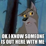 I Know Someone Is Out Here With Me | OK I KNOW SOMEONE IS OUT HERE WITH ME | image tagged in balto | made w/ Imgflip meme maker