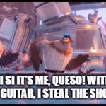 I still can't get over how much of a BANGER this is | SI SI IT’S ME, QUESO! WITH MY GUITAR, I STEAL THE SHOW! | image tagged in gifs,dancing birds,the lingo show,hello song | made w/ Imgflip video-to-gif maker