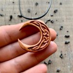 Moon Wood Talisman With Hand