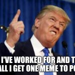 Donlad trump | ALL I'VE WORKED FOR AND THIS IS ALL I GET ONE MEME TO POST | image tagged in donlad trump | made w/ Imgflip meme maker