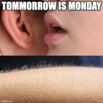 Whisper and Goosebumps | TOMMORROW IS MONDAY | image tagged in whisper and goosebumps | made w/ Imgflip meme maker