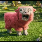 Yep that sheep is lookin pretty BAAAAAAAAAAAD I mean like EWE, WOOL YOU KILL IT! | image tagged in mc movie pink sheep,funny,bad pun,kill it with fire,ugly,bruh moment | made w/ Imgflip meme maker