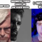 the memes dead XD | WOMP WOMP USERS; DOGWATER+TOUCH GRASS+NO ONE ASKED USERS; L+RATIO+BOZO USERS | image tagged in gifs,fun,colonel sanders,gigachad,snowflake | made w/ Imgflip video-to-gif maker