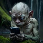 Gollum con un teléfono celular