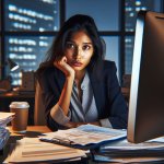 Office Worker Dismayed sitting at desk