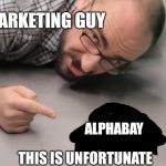 This is unfortunate | THE MARKETING GUY; ALPHABAY | image tagged in this is unfortunate | made w/ Imgflip meme maker