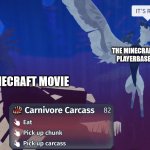 Angelic warden's meat | THE MINECRAFT PLAYERBASE; MINECRAFT MOVIE | image tagged in angelic warden's meat | made w/ Imgflip meme maker