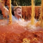 Spaghetti bath with Gordon